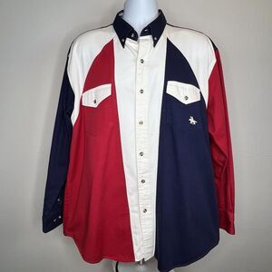 Vintage US WESTERN Mens Button Up Ranch Cowboy Rodeo Patriot USA Size XL‎